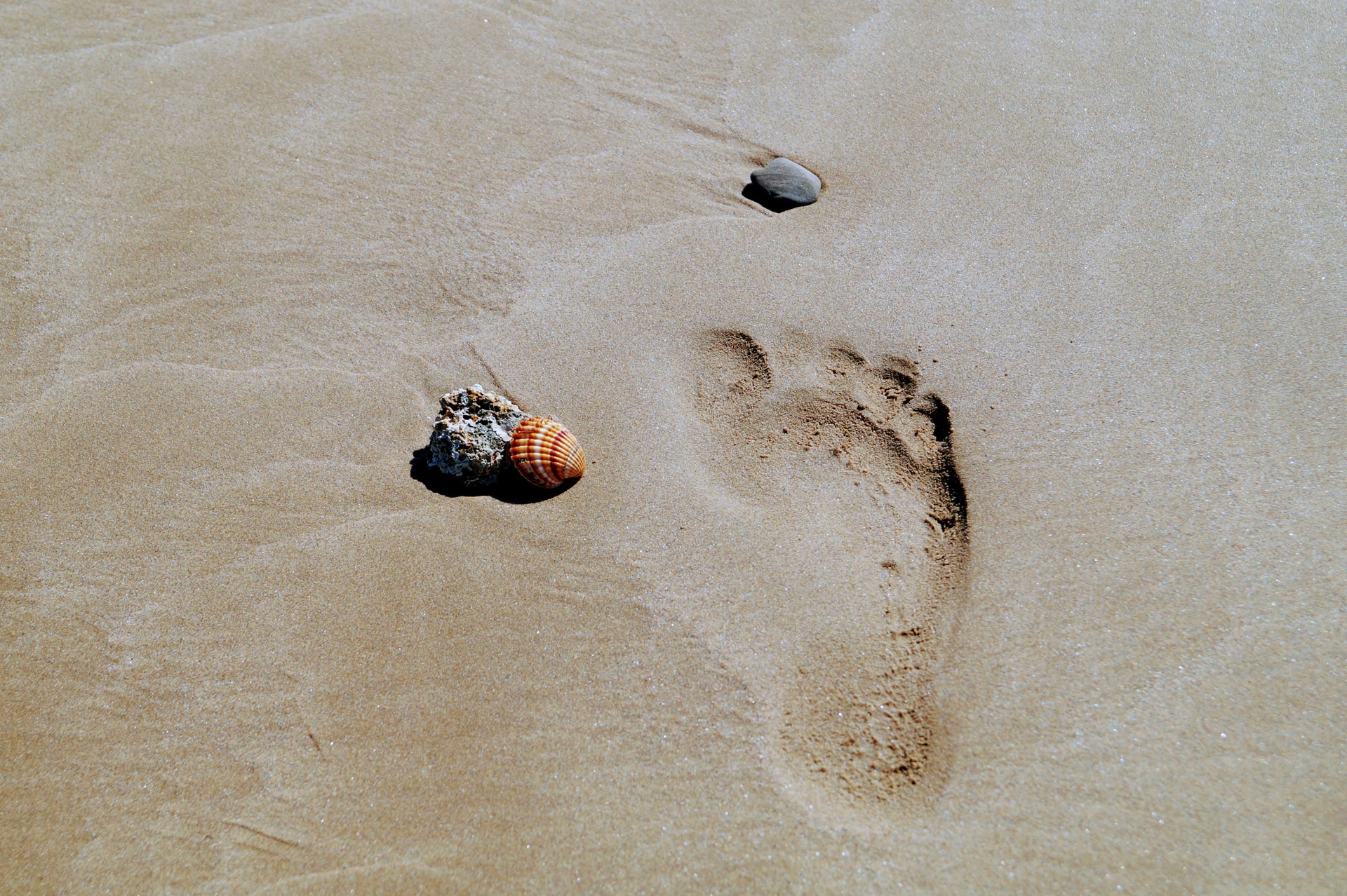 Foot imprint on beach